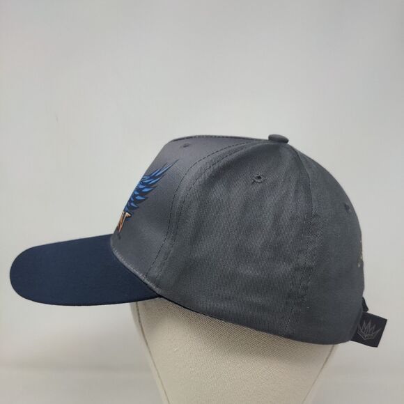 Bozkee Men's Strapback Hat Gray OSFM Cedar Point Valravn Rollercoaster Logo - Picture 3 of 8
